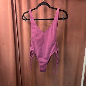 Purple Cutout High V Swimsuit